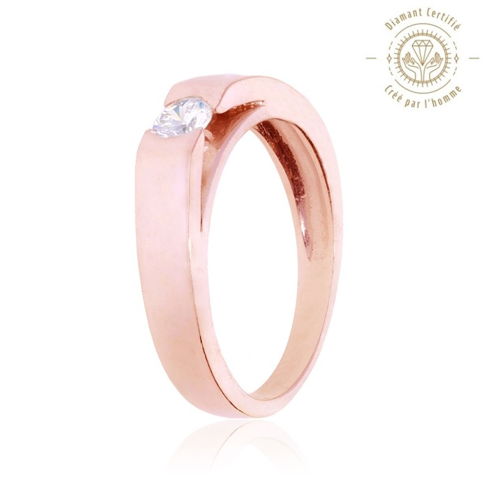 Bague Solitaire Or 750 Diamant Laboratoire 0.230ct