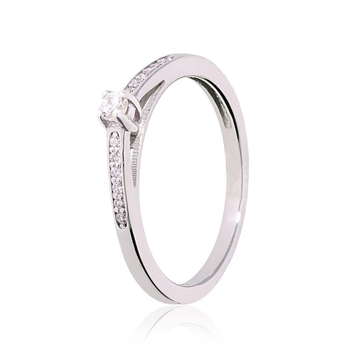 Bague Solitaire Or 750 Diamant 0.150ct Agrémenté