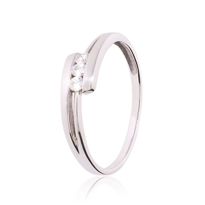 Bague Trilogie Or 375 Diamant 0.090ct