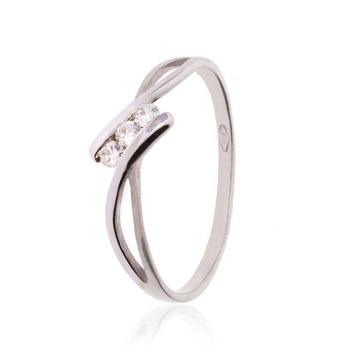 Bague Trilogie Or 375 Diamant 0.090ct