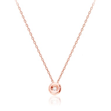 Collier Solitaire Or Rose 9KTS Diamant 0.012 carats H-SI 42cm