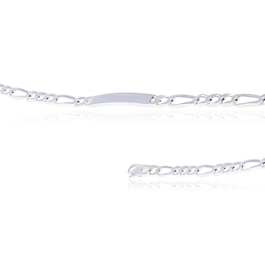 Bracelet Gourmette Maille Alternée 1+3 Argent Blanc 18cm